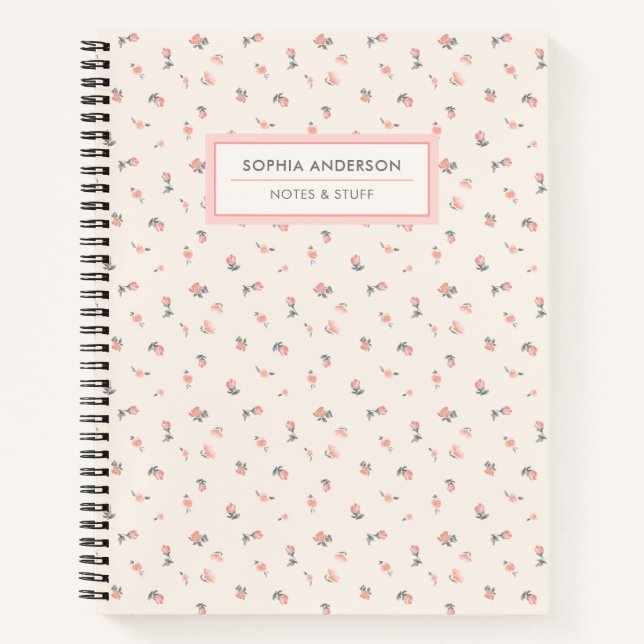 Cute Coquette Floral Personalized  Notebook (Front)