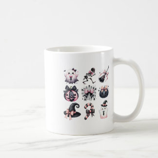 Cute Coquette Halloween Bows Black Pink Halloween  Coffee Mug