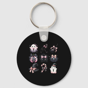 Cute Coquette Halloween Bows Black Pink Halloween Keychain