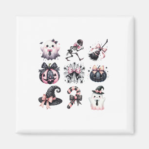Cute Coquette Halloween Bows Black Pink Halloween  Magnet