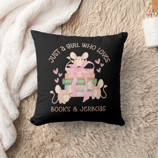 Cute Coquette JUST A GIRL WHO LOVES JERBOAS Throw Pillow (Blanket)
