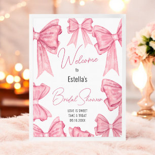 Cute Coquette Pink Bow Bridal Shower Welcome Sign