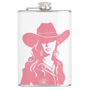 Cute Coquette Pink Cowgirl Western Country Chic Hip Flask