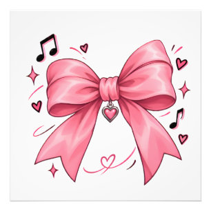 Cute Coquette Pink Ribbon Bow Poster Musical