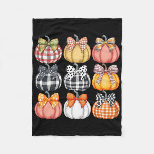 Cute Coquette Pumpkin Season Thanksgiving Autumn F Fleece Blanket