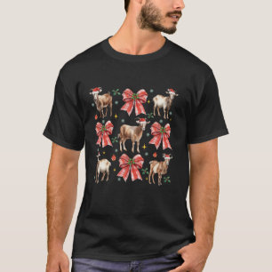Cute Coquette Red Bow Goats Lover Farm Animals Chr T-Shirt