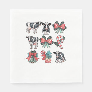 Cute Coquette Red Xmas Santa Claus Cow Lover Chris Napkin