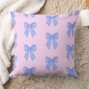 Cute Coquette Ribbon Bows Pattern Throw Pillow