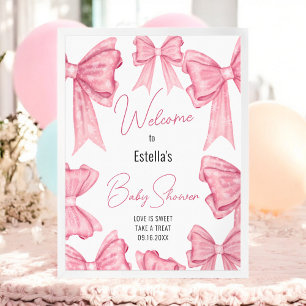 Cute Coquette Rose Bow Baby shower Affiche de bien
