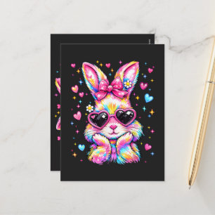 Cute Coquette Tie Dye Rabbit Easter Bunny Holiday Postcard