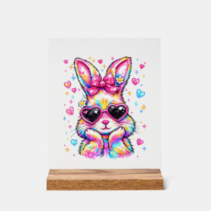 Cute Coquette Tie Dye Rabbit Easter Bunny Women Gi Acrylic Sign