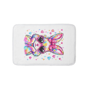 Cute Coquette Tie Dye Rabbit Easter Bunny Women Gi Bath Mat