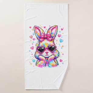 Cute Coquette Tie Dye Rabbit Easter Bunny Women Gi Bath Towel
