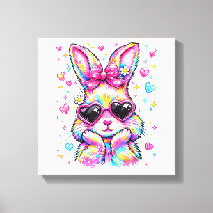 Cute Coquette Tie Dye Rabbit Easter Bunny Women Gi Canvas Print