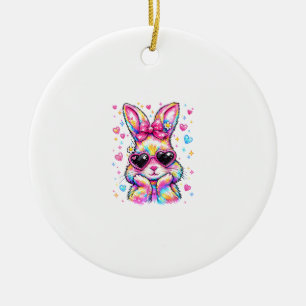 Cute Coquette Tie Dye Rabbit Easter Bunny Women Gi Ceramic Ornament