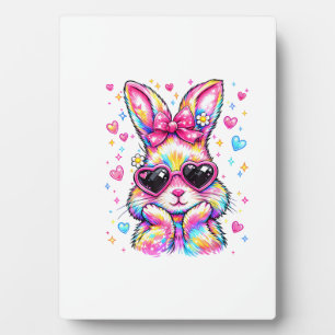 Cute Coquette Tie Dye Rabbit Easter Bunny Women Gi Plaque