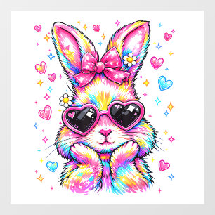 Cute Coquette Tie Dye Rabbit Easter Bunny Women Gi Window Cling