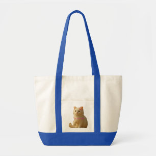 Cute Coquette White Cat "I'm Just a Girl" Tote Bag