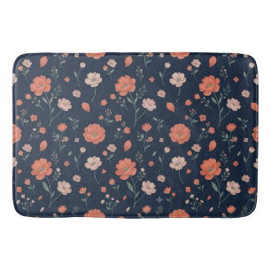 Cute Coral & Blush Botanical Bathroom Rug