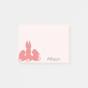 Cute Coral Bunnies Personalized Post-it® Notes