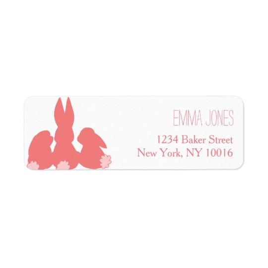 Cute Coral Bunnies Return Address Labels