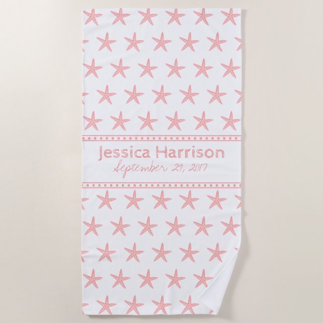 Cute Coral Starfish Serviette de plage personnalis (Devant)