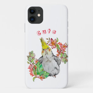 Cute Corella parrot in tropical flowers Baby Bodys iPhone 11 Case