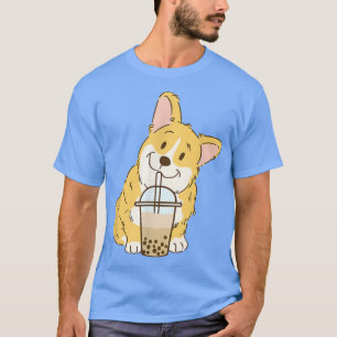 Cute Corgi and Boba Dog Bubble Milk Tea Lovers  T-Shirt