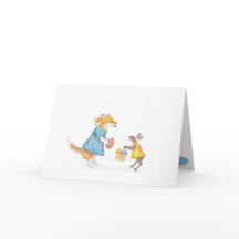 Cute corgi and hare Easter card