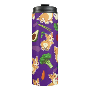 Cute Corgi and Vegetables Food Pattern Thermal Tumbler