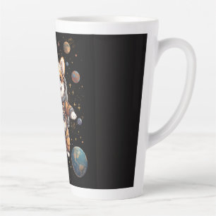 Cute Corgi Astronaut Floating in Space Latte Mug