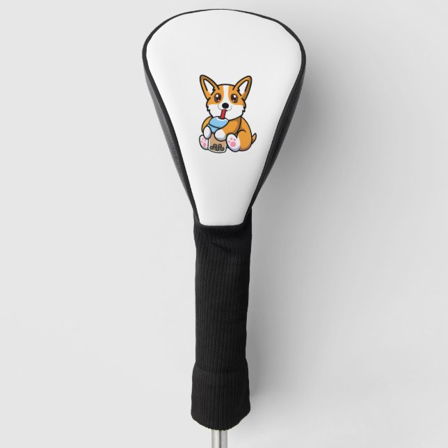 Cute Corgi Boba  Golf Head Cover (Front)