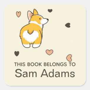 Cute corgi book square sticker