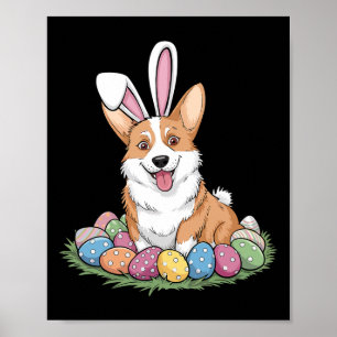 Cute Corgi Bunny Ears Easter Egg Hunt Dog Lover Ea Poster
