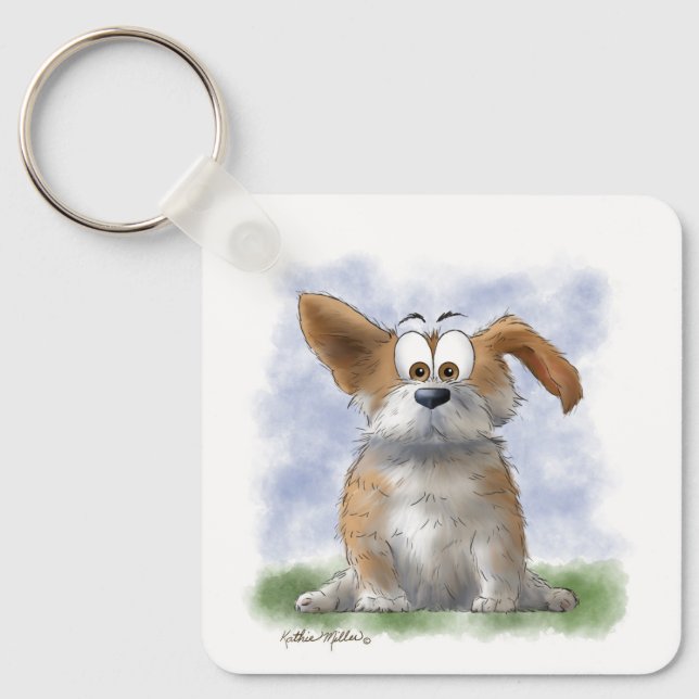 Cute Corgi Cartoon Keychain (Front)