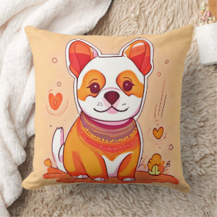Cute Corgi Cartoon Throw Pillow