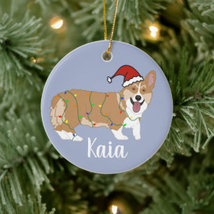 Cute Corgi Christmas Ceramic Ornament