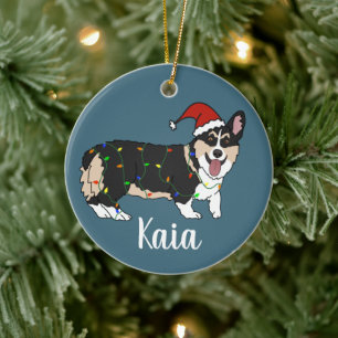 Cute Corgi Christmas Ceramic Ornament