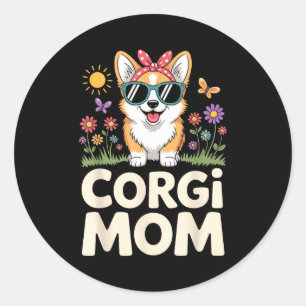 Cute Corgi Design For Women Girls Mom Dog Welsh Co Classic Round Sticker