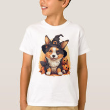 Cute Corgi Design with Pumpkins and Witches Hat