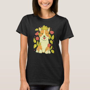 Cute Corgi Dog And Frog   T-Shirt
