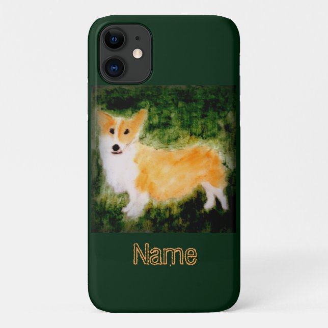 Cute Corgi Dog Art Named Case-Mate iPhone Case (Back)