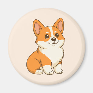 Cute Corgi Dog Beige Magnet
