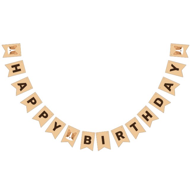 Cute Corgi Dog Birthday Bunting Flags (All)