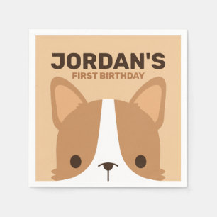 Cute Corgi Dog Birthday  Napkin