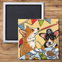 Cute Corgi Dog Birthday Party Puppy Square