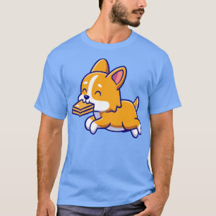 Cute Corgi Dog Bite Box Cartoon T-Shirt