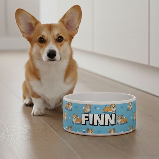 Cute Corgi Dog Bowls | Personalized Puppy (Creator Uploaded)