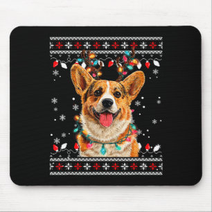 Cute Corgi Dog Christmas Reindeer Santa Hat  Mouse Pad