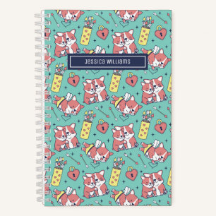 Cute Corgi Dog Cupid Bow and Arrow Heart Pattern Notebook